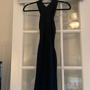Cross cross high neck linen midi.